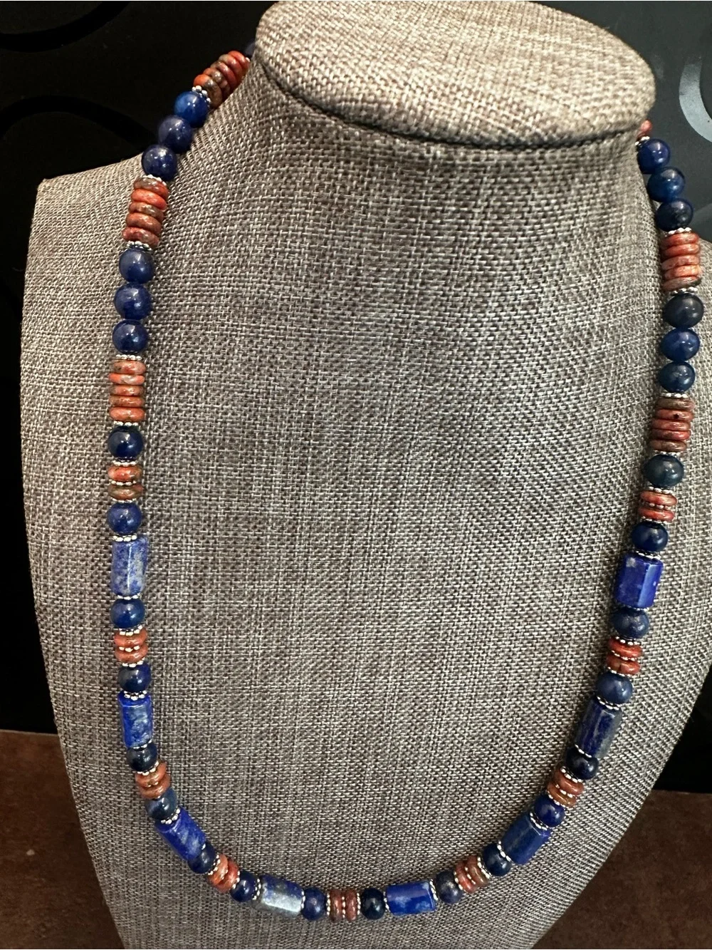 Handmade Lapis lazuli Bead  Unisex Necklace